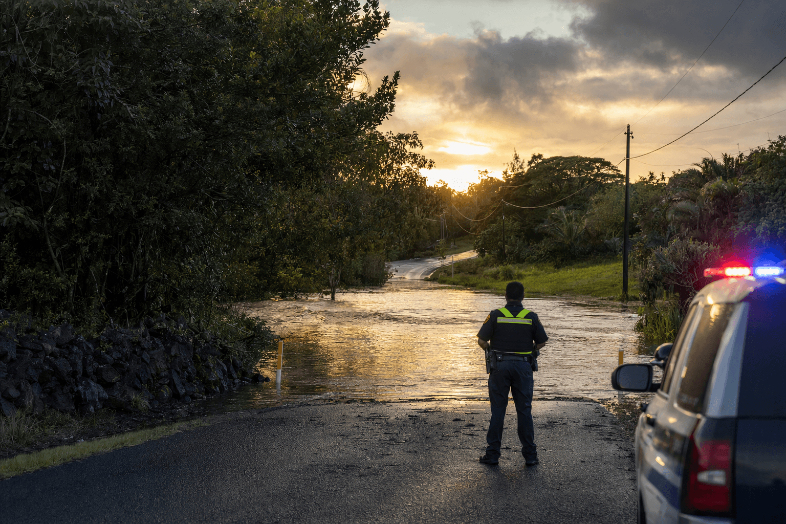 Flooding closes Wood Valley Road in Pāhala, police warn drivers away