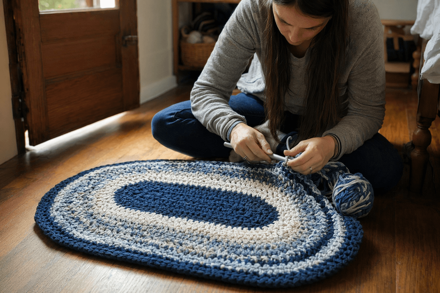 Clairea Belle Makes Shares Free Crochet Oval Rug Pattern for Home Use