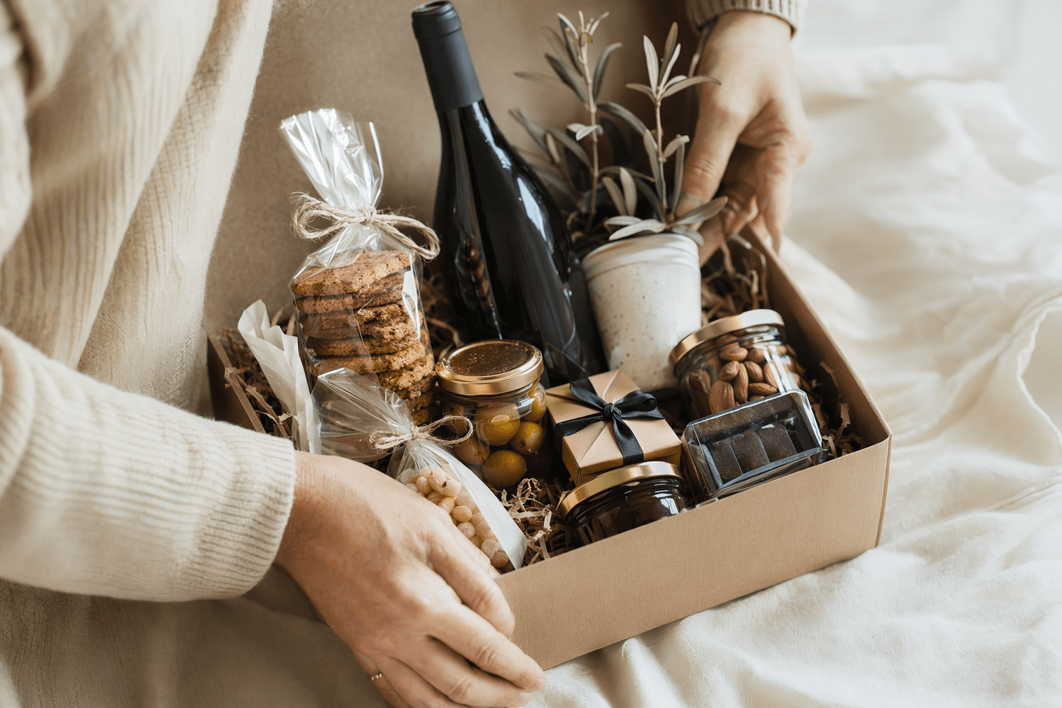 Foodie gift baskets with premium treats, ready to ship for her