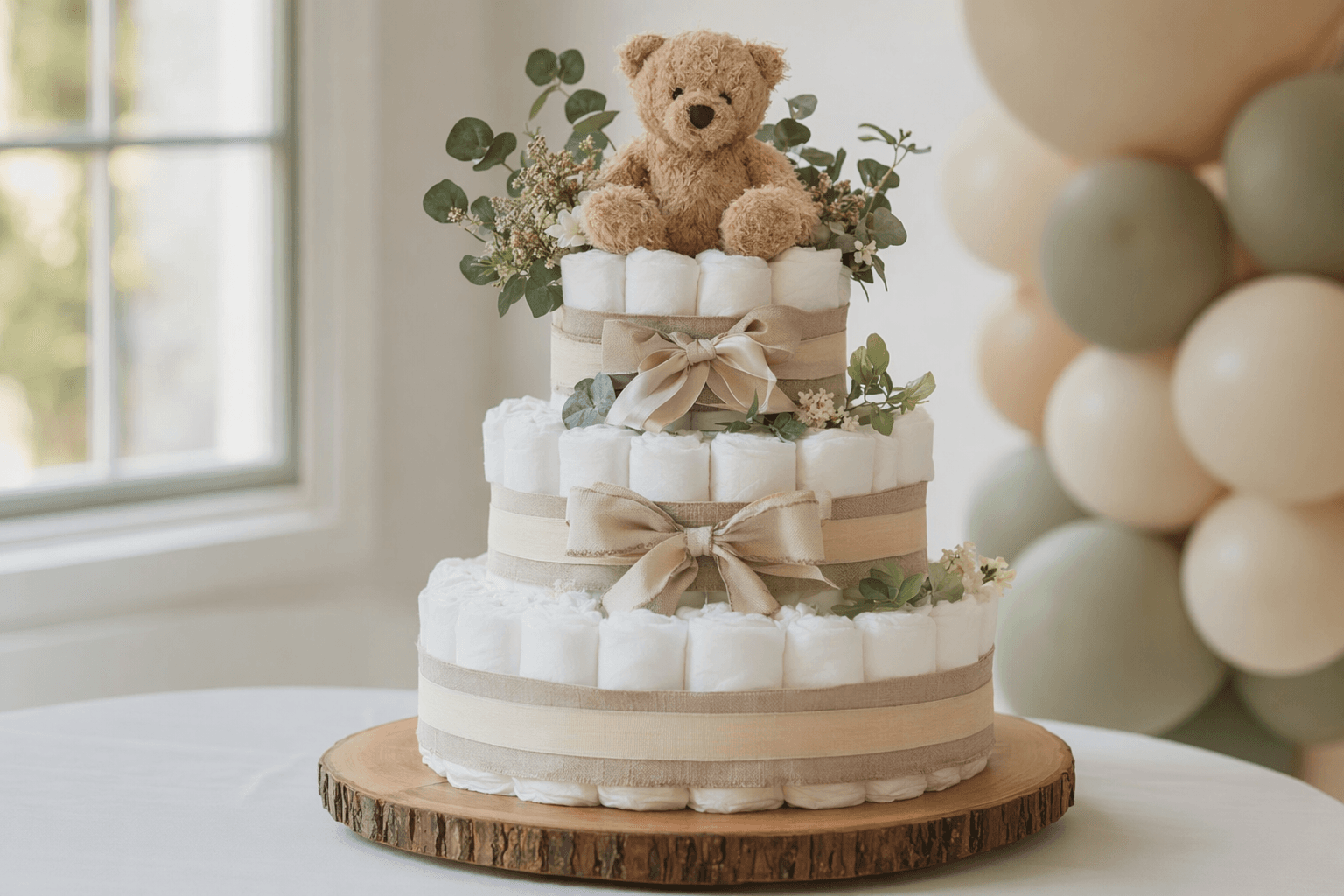 How to Make a Diaper Cake for a Baby Shower Centerpiece