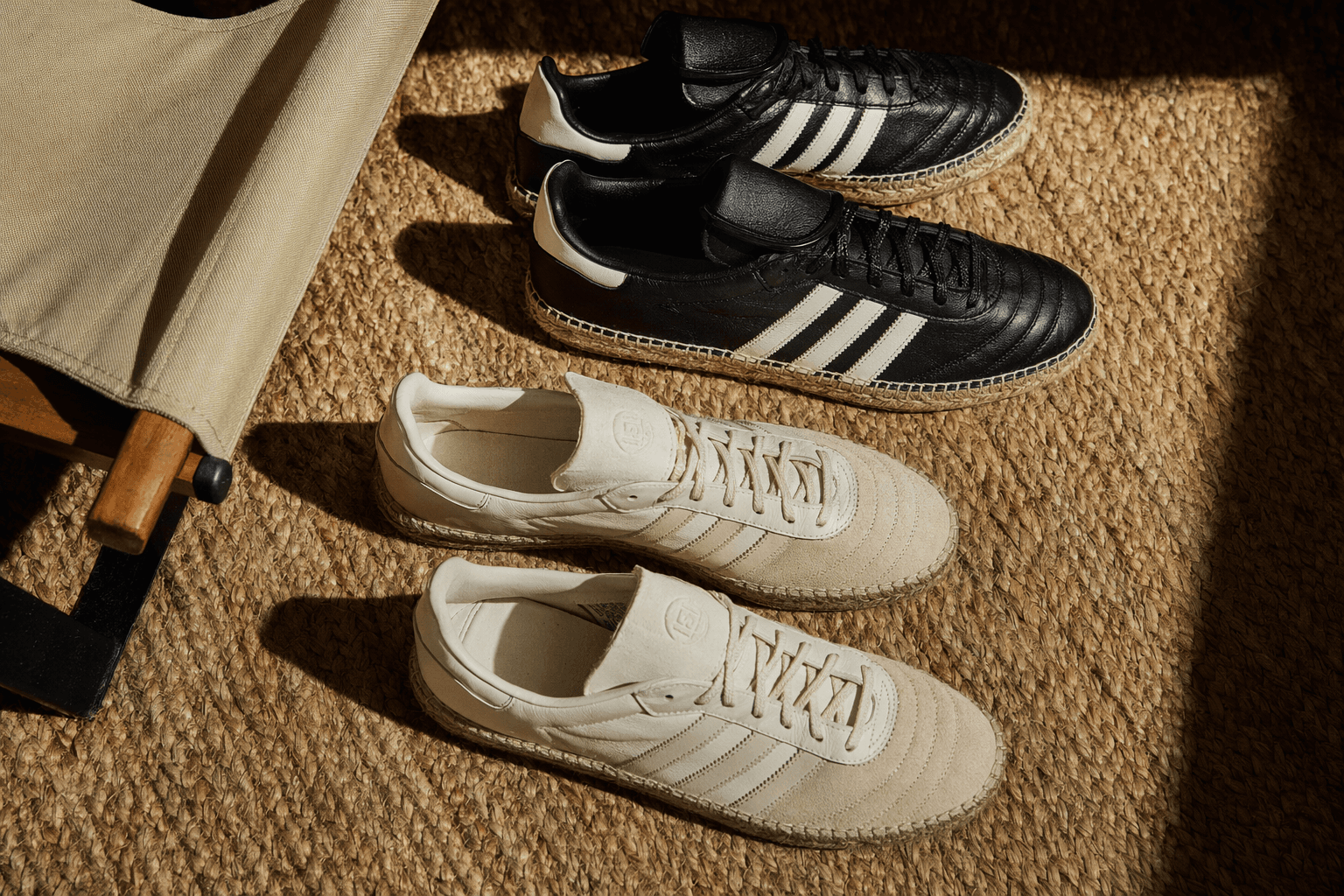 CLOT and adidas turn Mundial and Samba into espadrille sneakers for May 2 drop