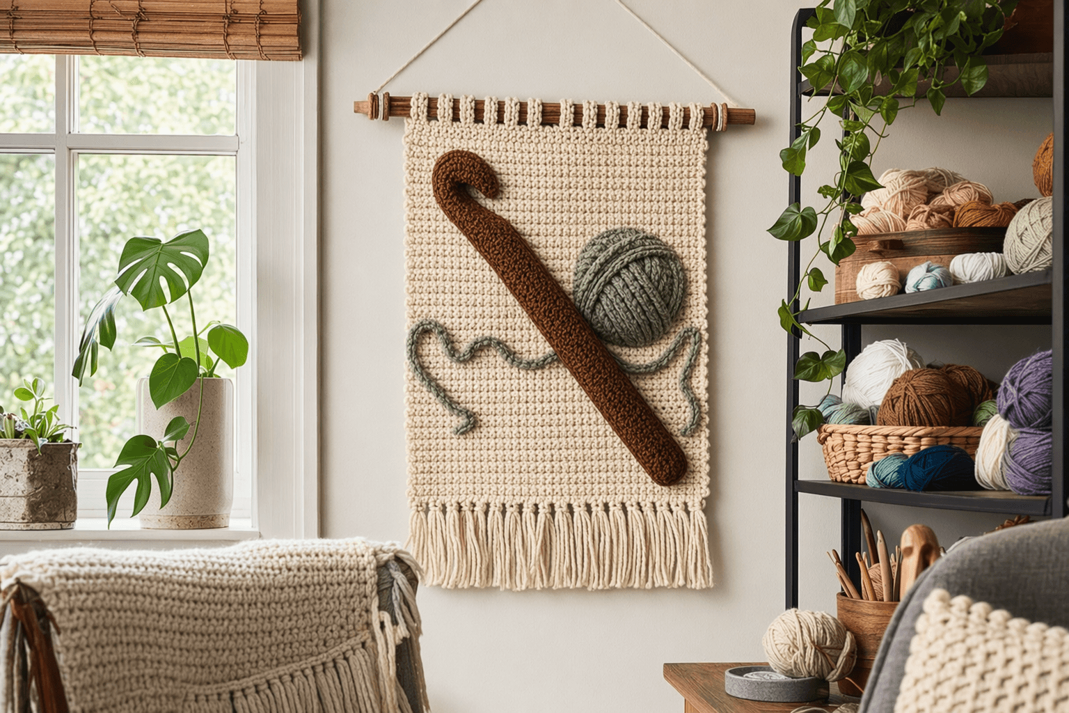 Big Ole Crochet Hook Wall Hanging Turns Tool Into Playful Decor