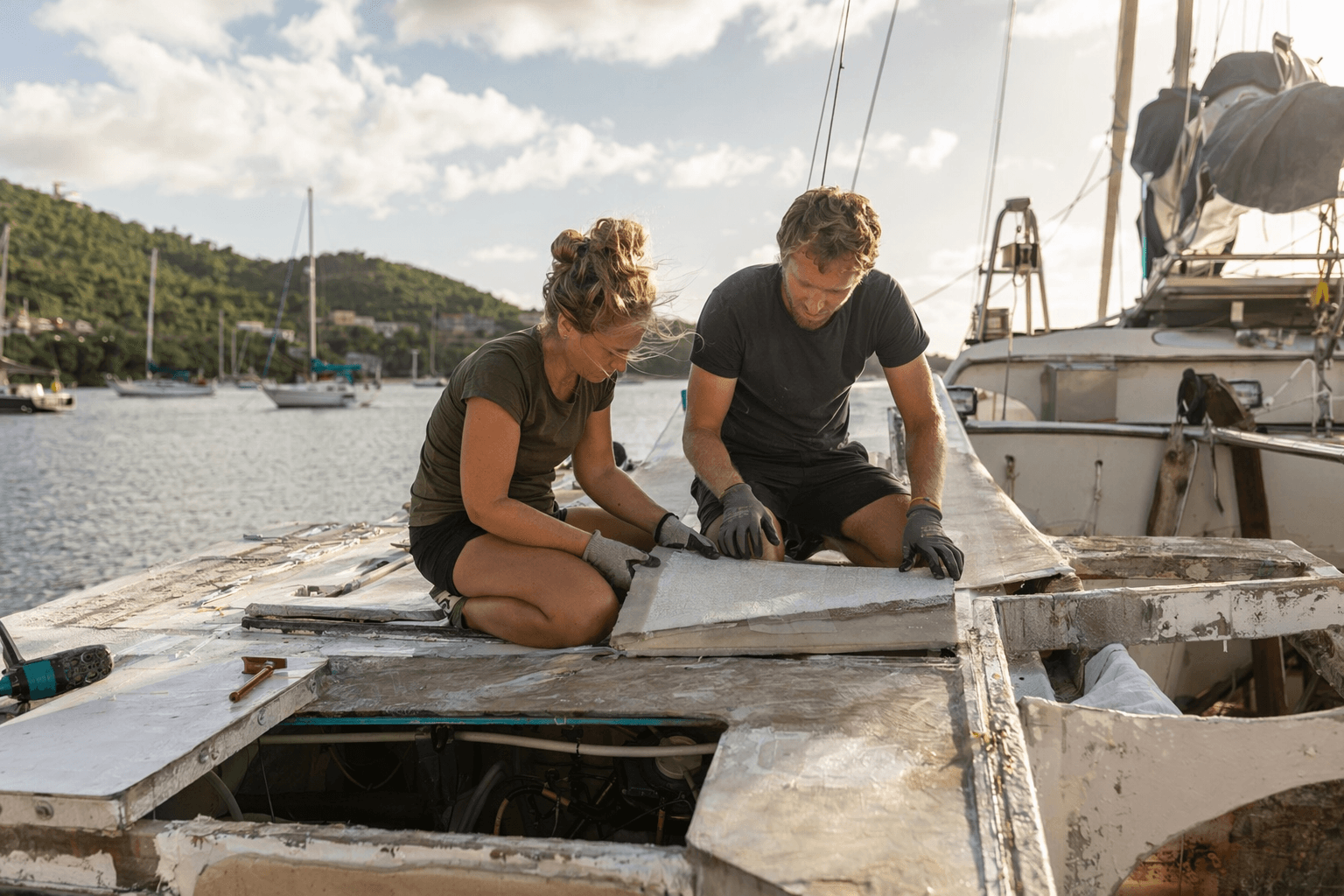 Catamaran Rebuild Tests Epoxy Skills After Mangrove Sinking Disaster