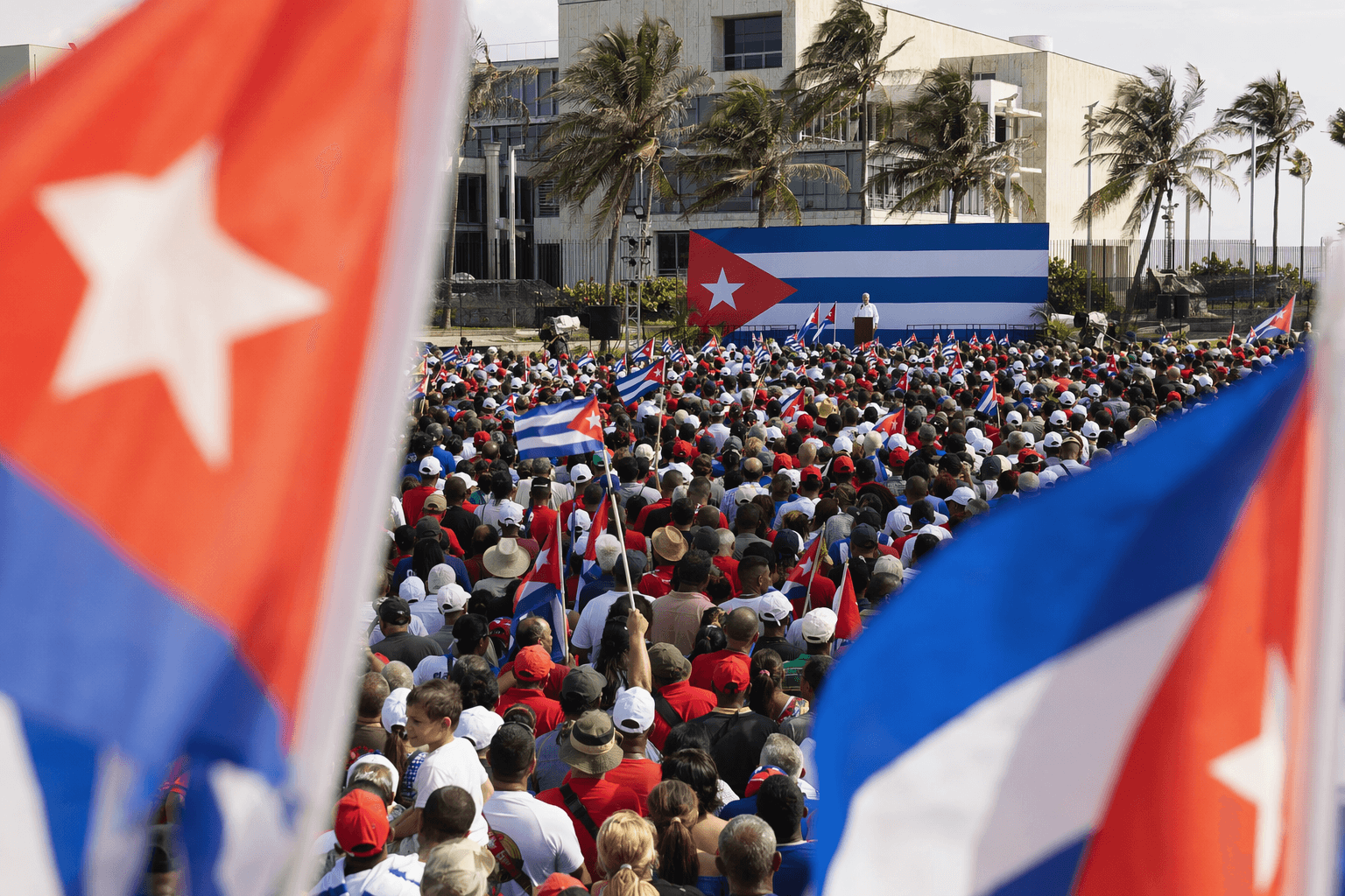 Cuba marks May Day near US Embassy, denounces sanctions and pressure