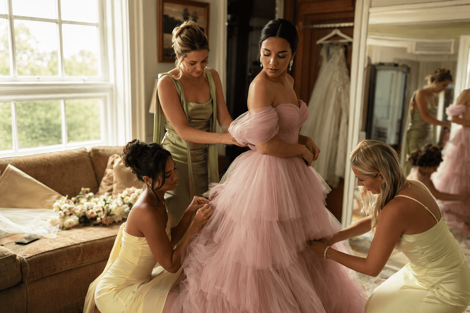Brides Embrace Nontraditional Looks, From Feathered Minis to Colorful Gowns