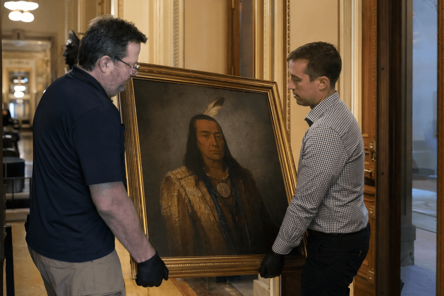 Sen. Wimberger moves Chief Oshkosh portrait to state historical society for display