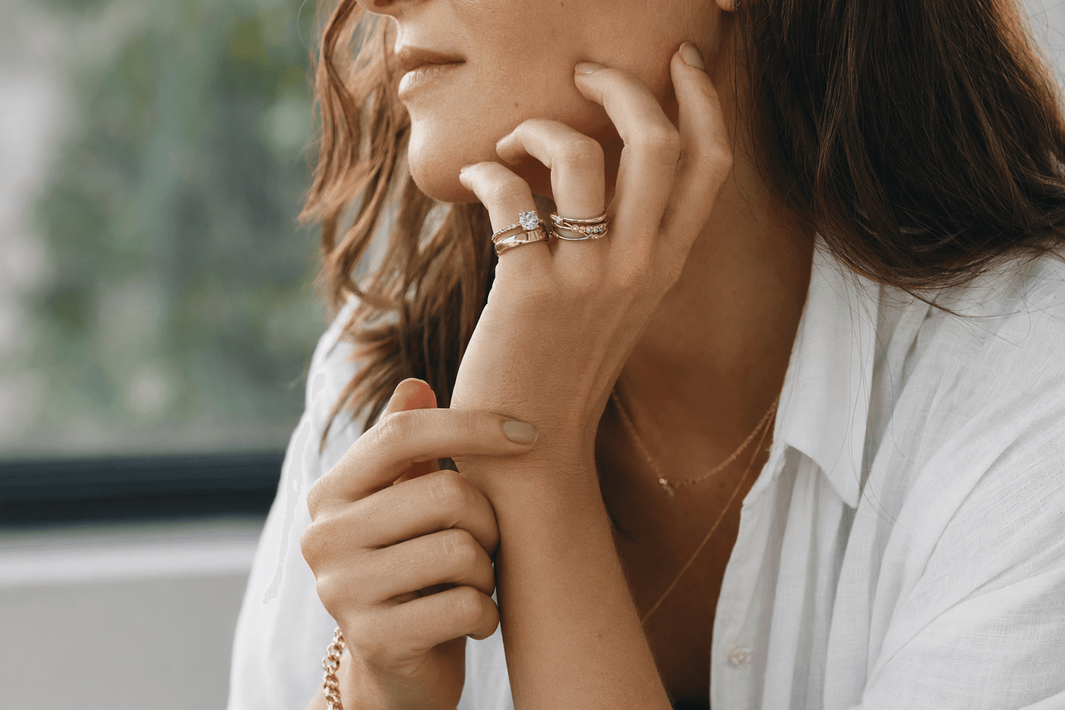 GIA explains how to stack rings with metals, stones, and band widths