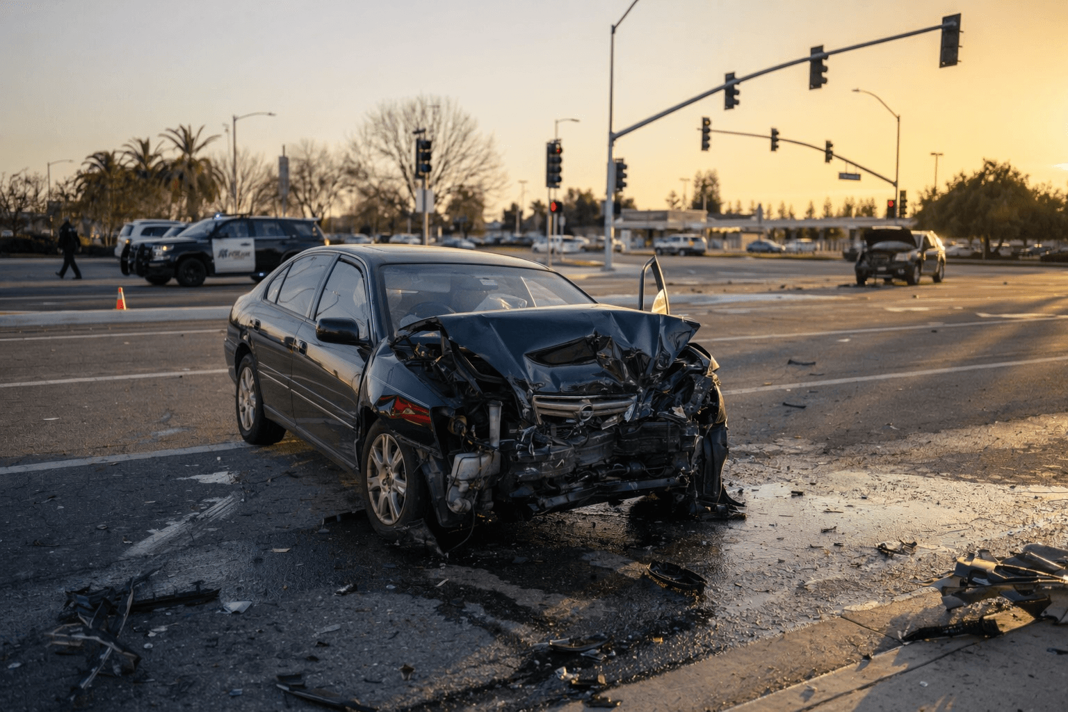 Three drivers hospitalized after red-light crash in northwest Fresno