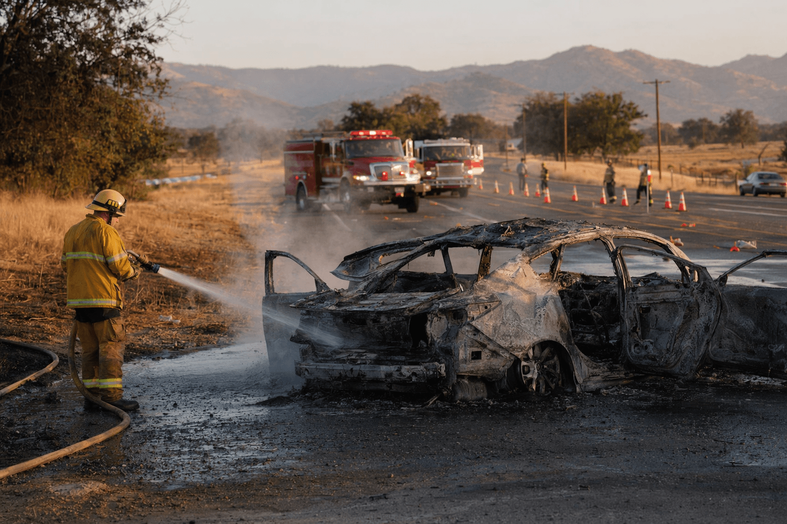 Fire collision shuts down Highway 180 near Piedra Road in Fresno County