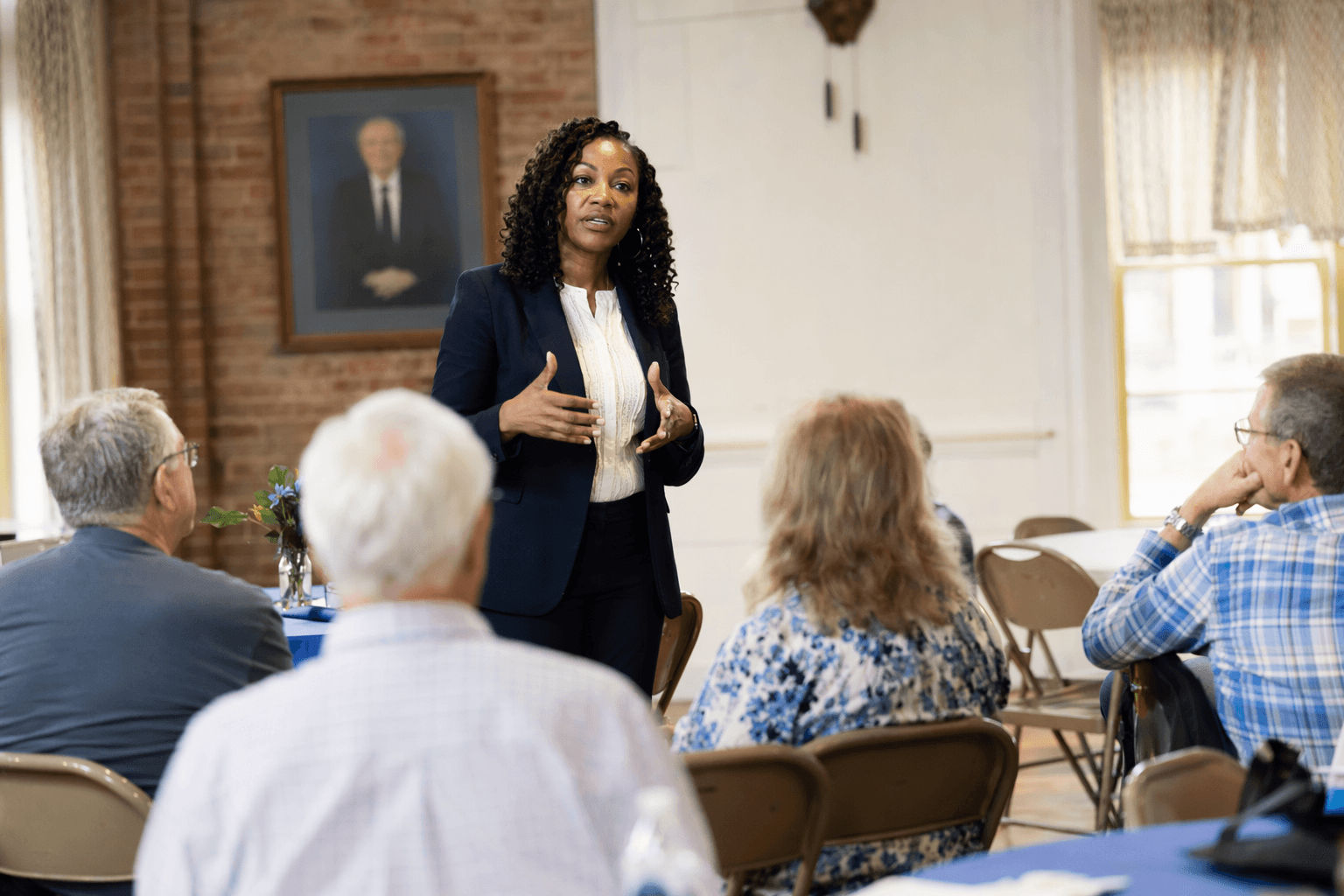 Diana Onyejiaka shares Senate bid update at Decatur County Democrats event
