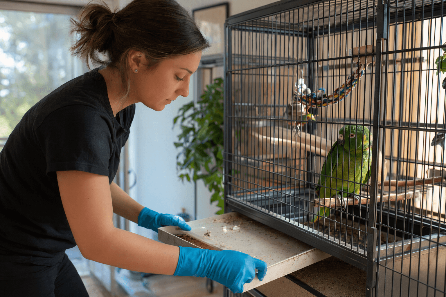 Daily Cage Cleaning Keeps Parrots Healthier, Prevents Bacteria Build-Up