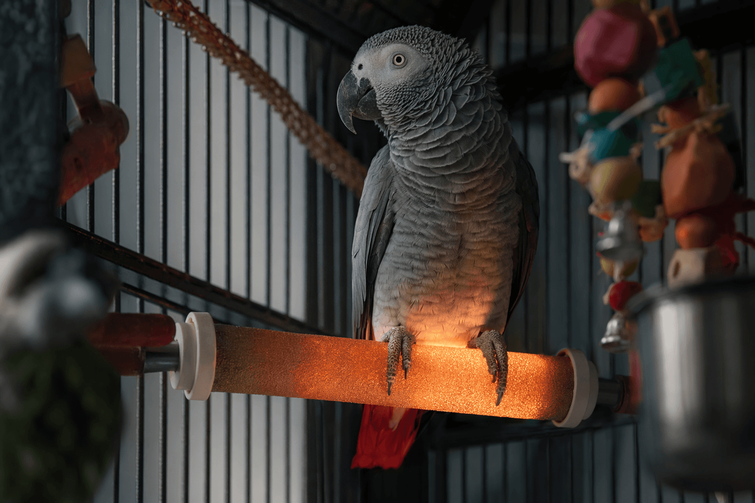 Heated perches offer parrots gentle warmth, and a choice to move away