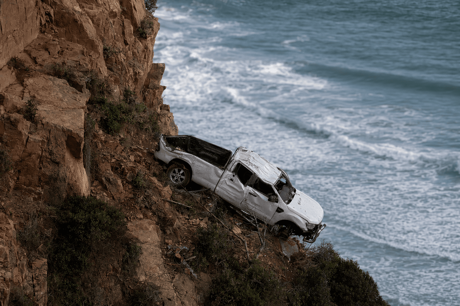 Pickup truck plunges off cliff in South Africa, raising road safety fears