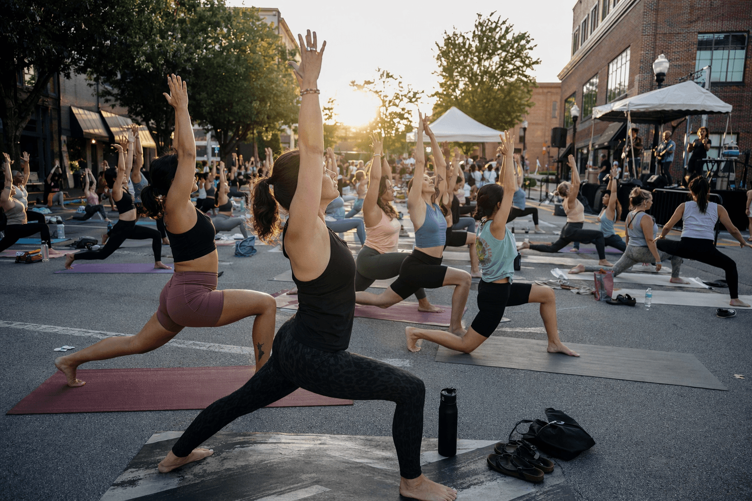Downtown Fayetteville block party blends yoga, art, music, and community fun