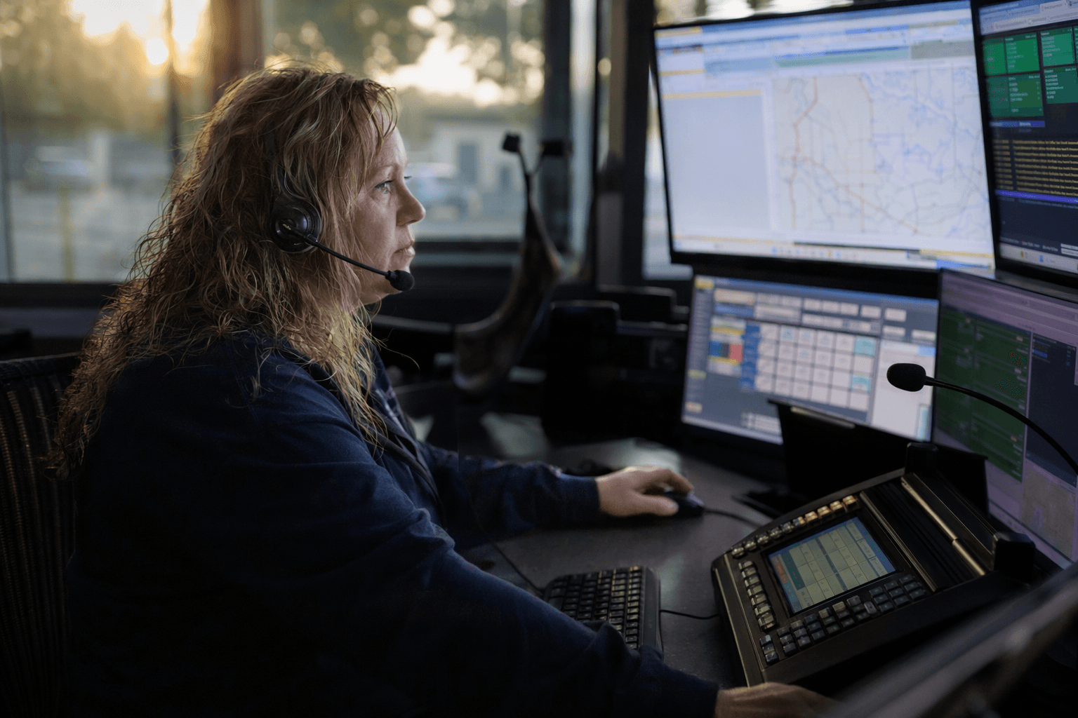 Morgan County 911 telecommunicator Lynne Bell highlighted in profile