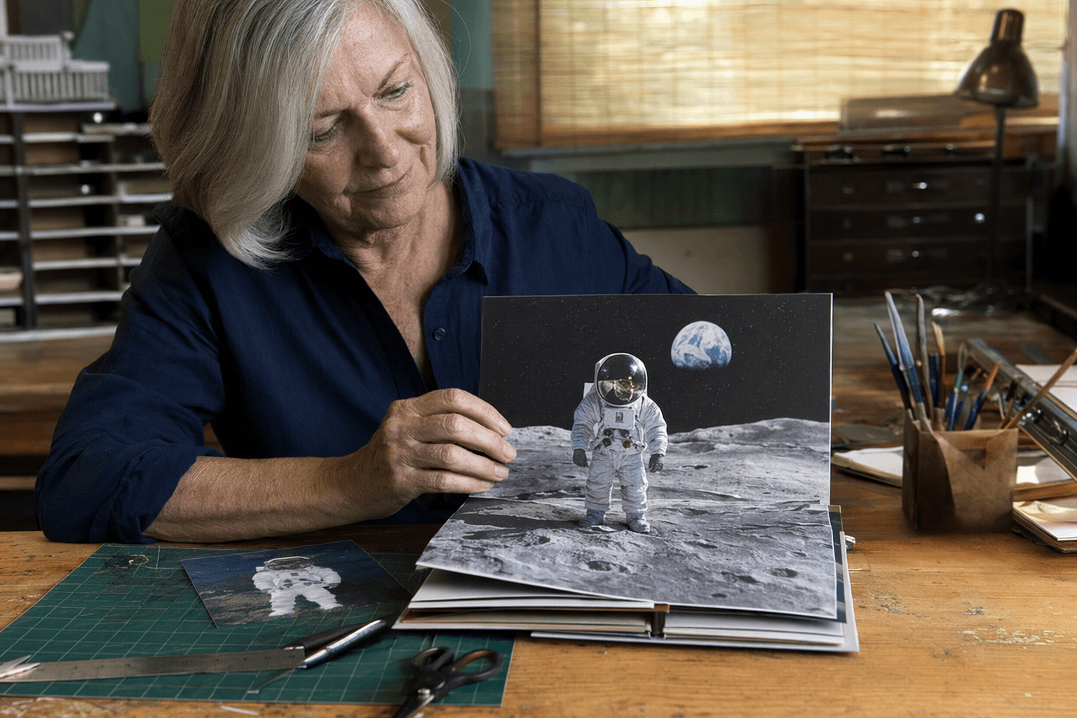 Retired teacher turns grandson’s spaceman photos into handmade pop-up book