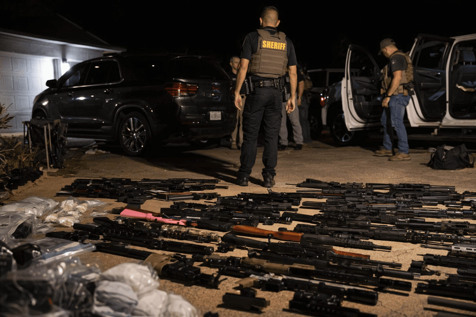 Harris County raid nets 2 arrests, 31 guns in gang drug probe