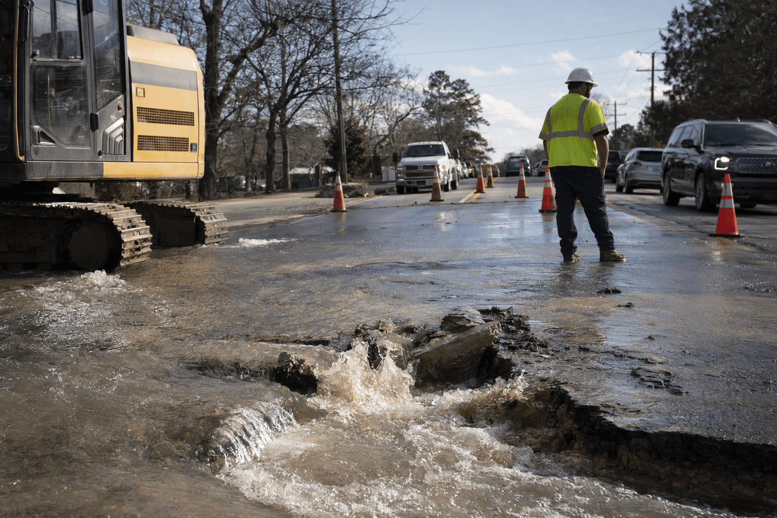 Greensboro water main break shuts West Friendly Avenue lanes, cuts service for 20 customers