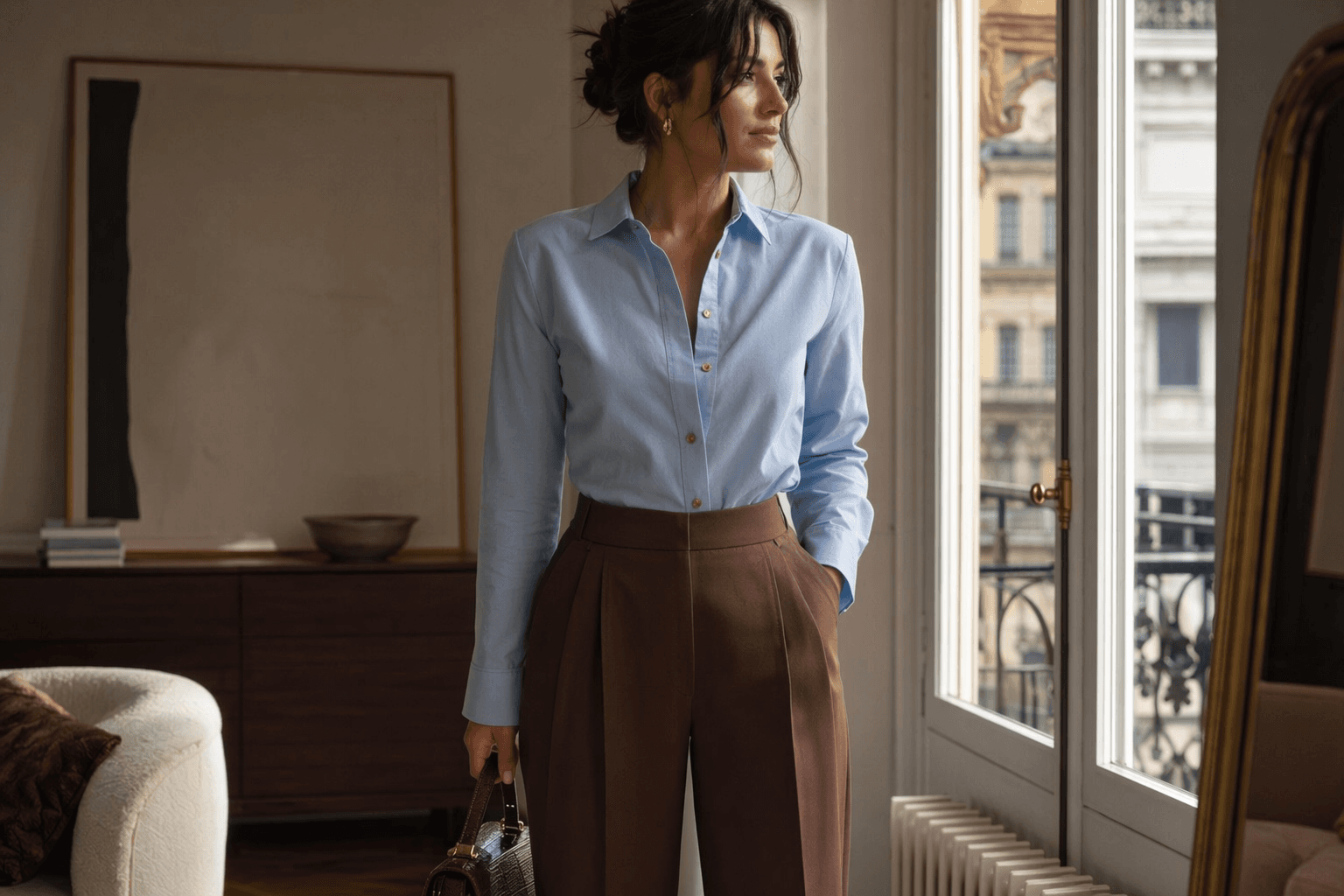 Brown and Baby Blue Lead Spring Fashion, Perfect Pairings for Petites