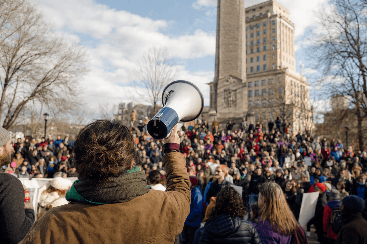 Hundreds Rally in Pack Square for Public Schools, Worker Solidarity
