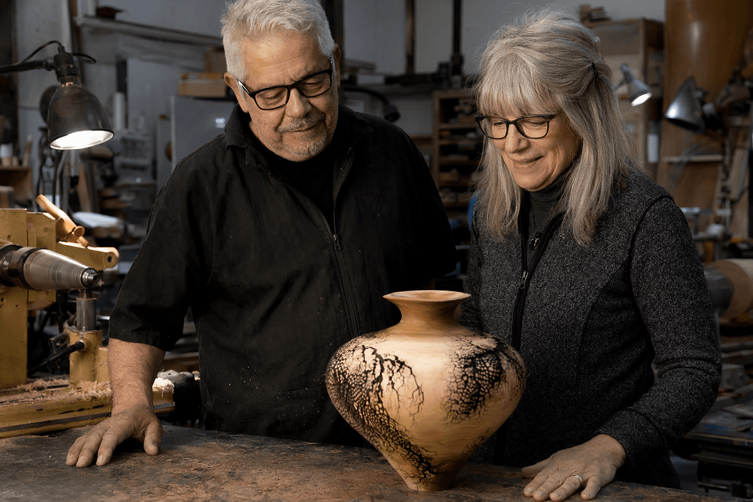 AAW Turning of the Week spotlights collaborative holly vessel with bold surface design