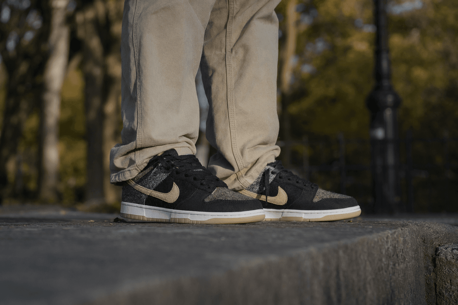 Nike restocks Harris Tweed Dunk Low in black and Sesame colors