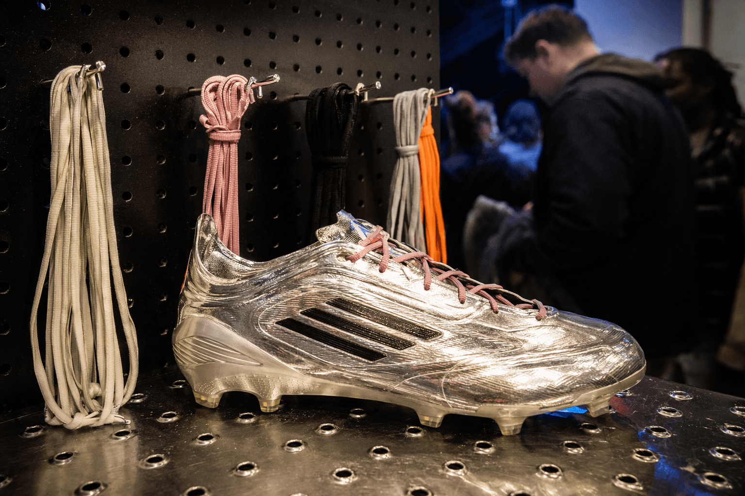 Sp5der and adidas tease silver Adizero F50 Formotion at New York pop-up