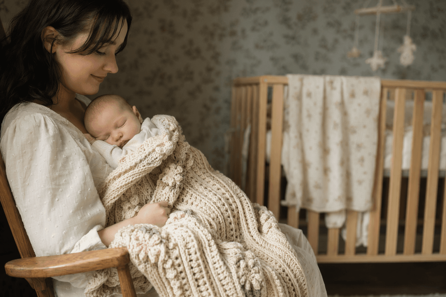Life + Yarn’s Garden Heirloom Baby Blanket blends vintage charm and floral texture