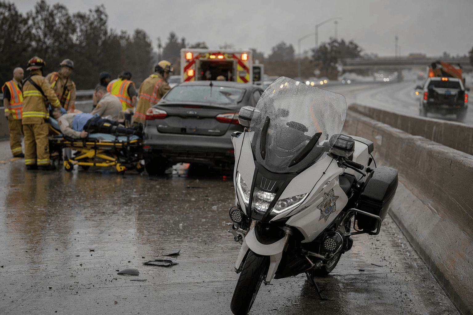 CHP motorcycle officer injured in Fresno freeway rear-end crash