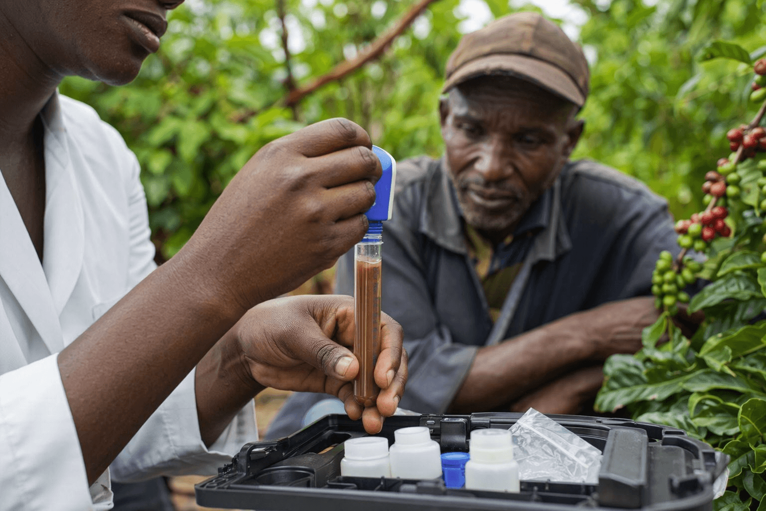 Portable soil tests help Kenyan coffee farmers improve fertilizer decisions