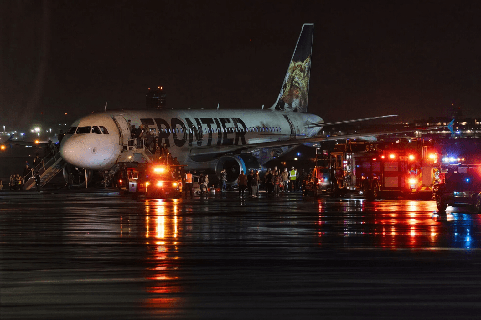 Frontier flight strikes person on Denver runway, passengers evacuated after fire scare