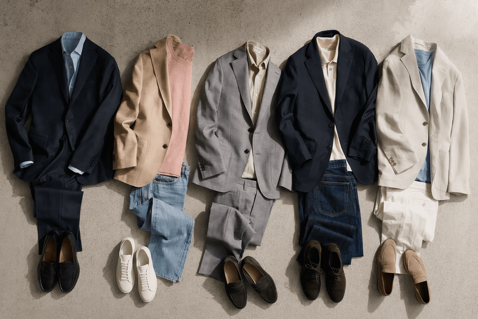 Five Men’s Office Looks Mixing Tailoring, Denim, and Spring Color