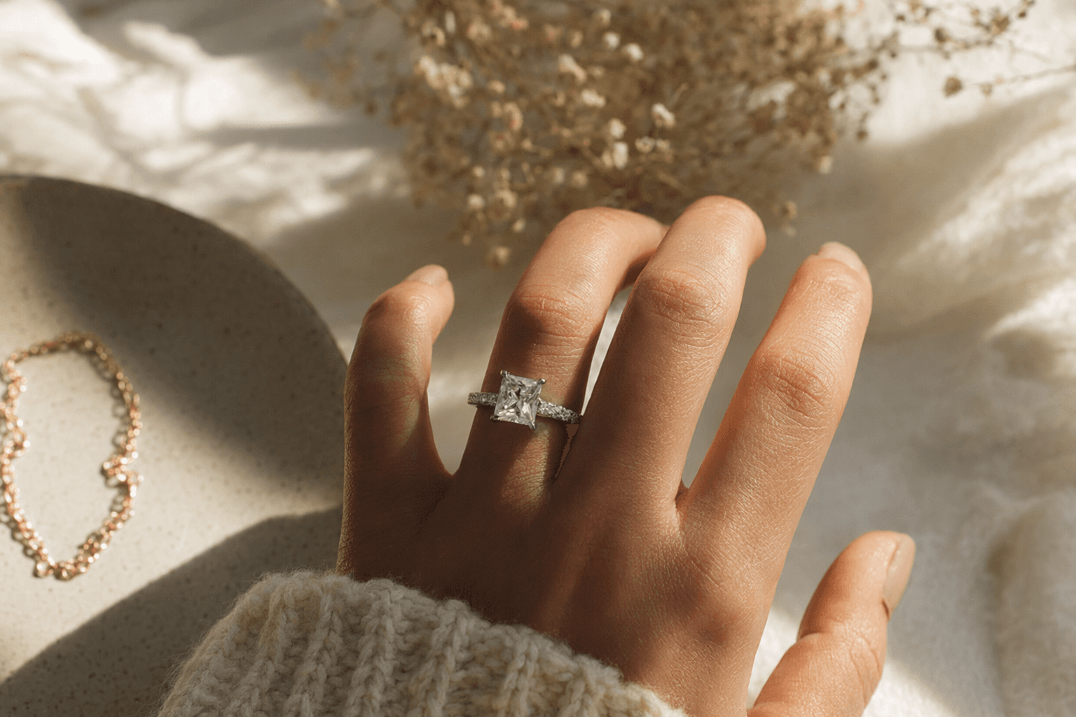 Bella Vaughn swaps promise ring for square-cut engagement ring on TikTok