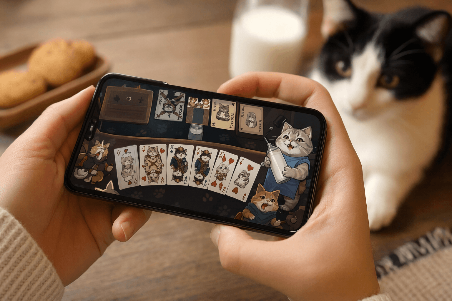 Kitty Krush brings Balatro-style deckbuilding to Android with milk-loving cats