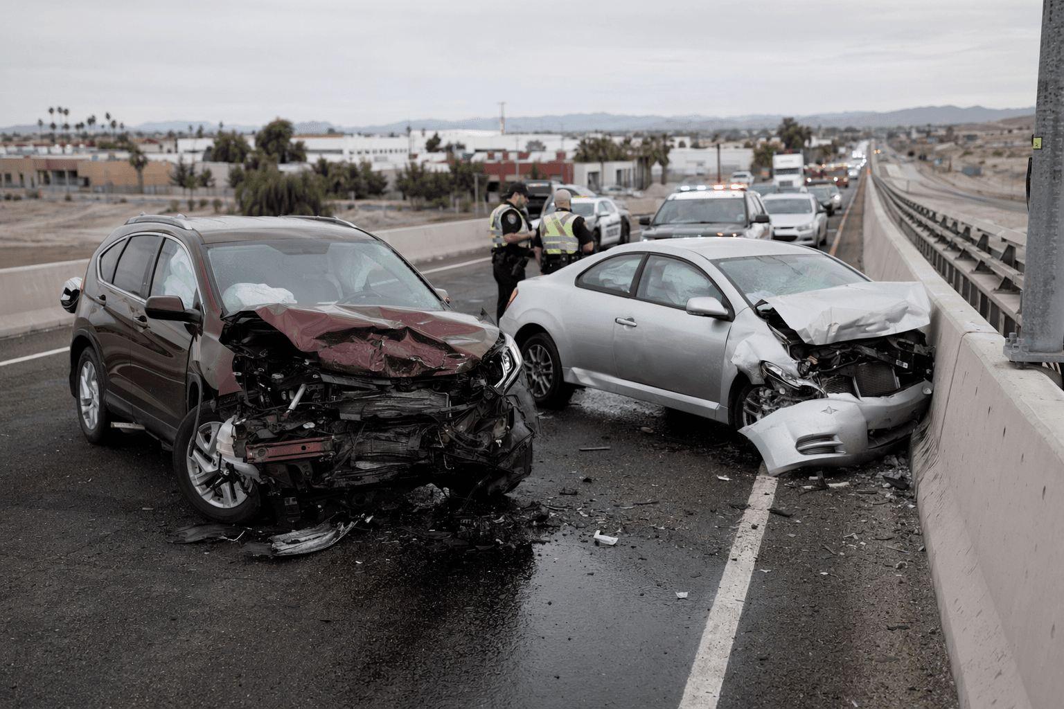Two vehicles crash on Fortuna Overpass, one taken to hospital