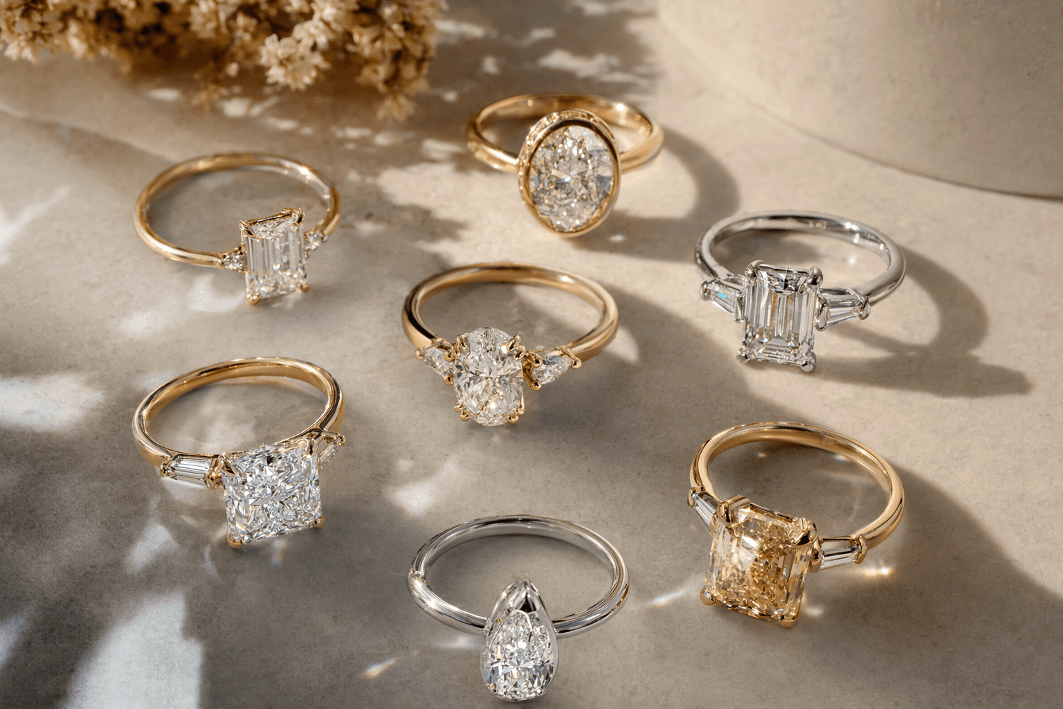 Celebrity Engagement Rings Embrace Bold Cuts, Vintage Settings, Unique Style