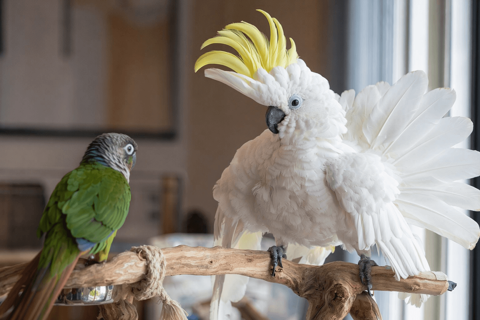 Cockatoo’s Feather-Fanning Signals Tension as New Parrot Joins Home