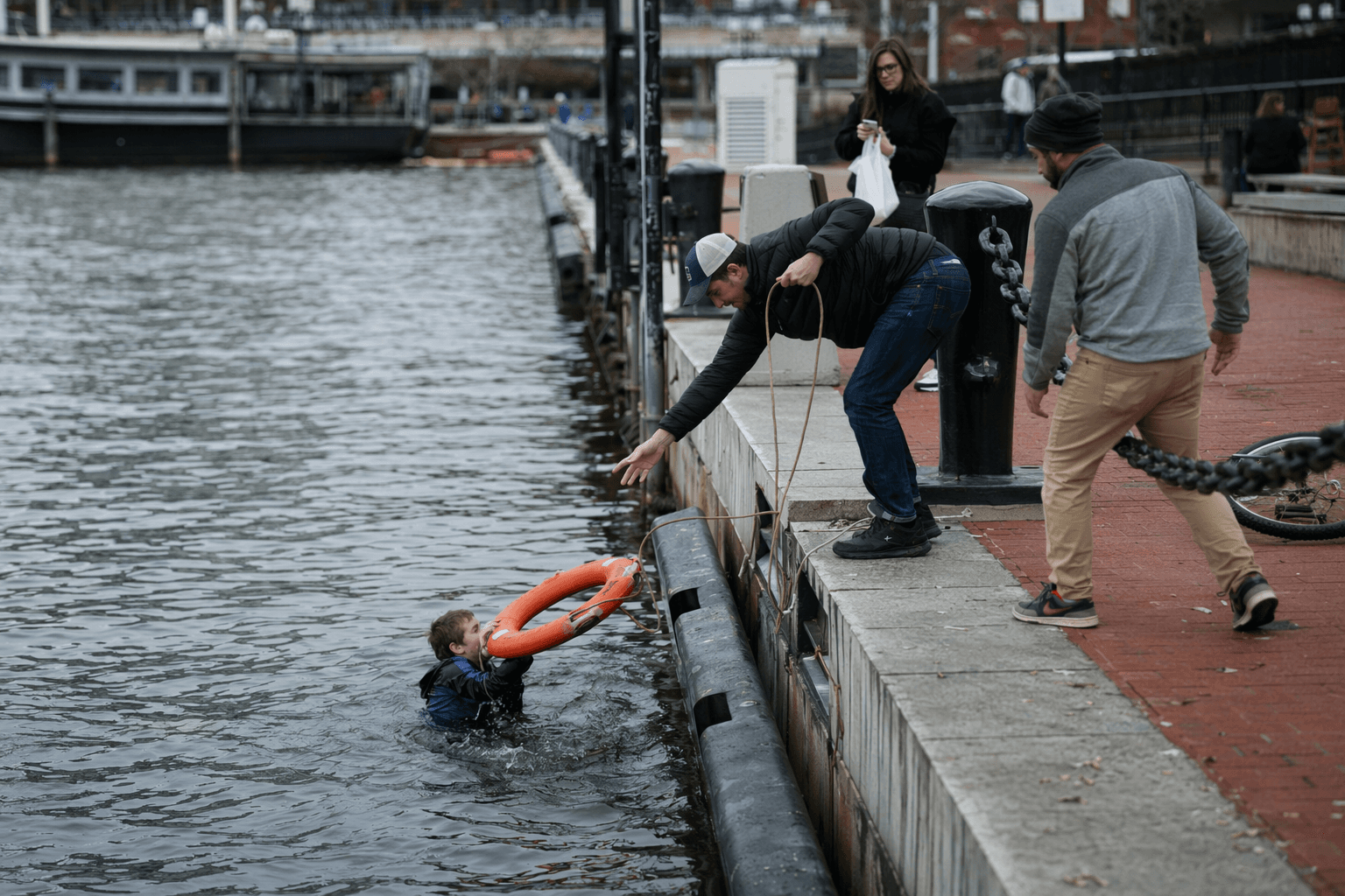 Boy rescued from Baltimore Inner Harbor after falling off bike