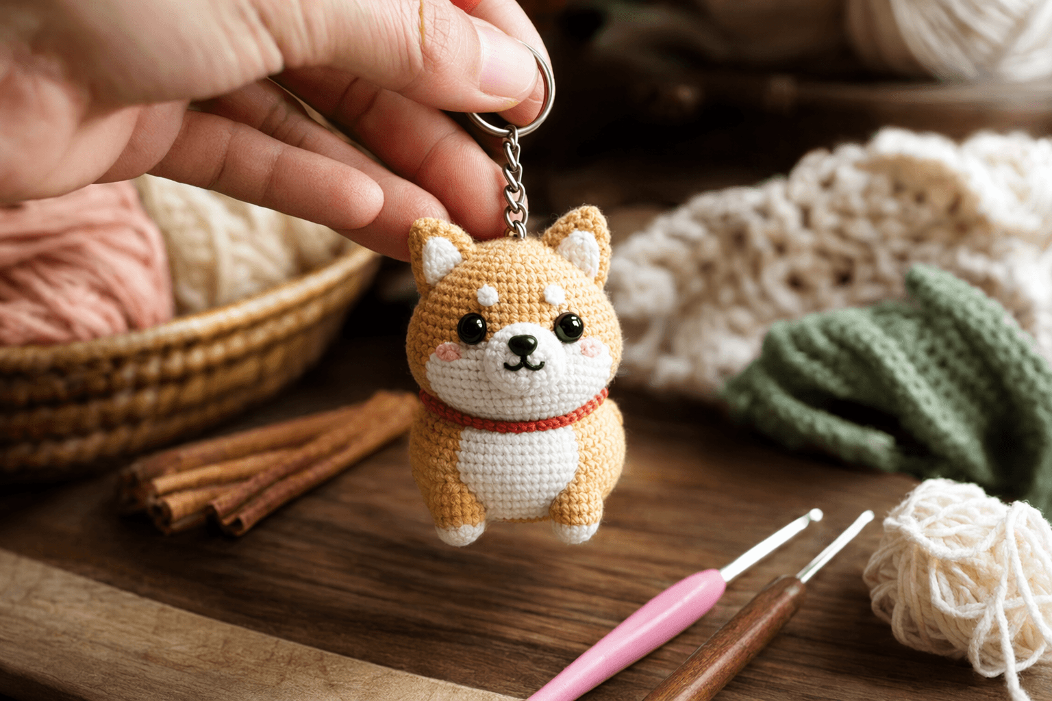 Free No-Sew Shiba Inu Keychain Crochet Pattern Offers Quick Amigurumi Finish