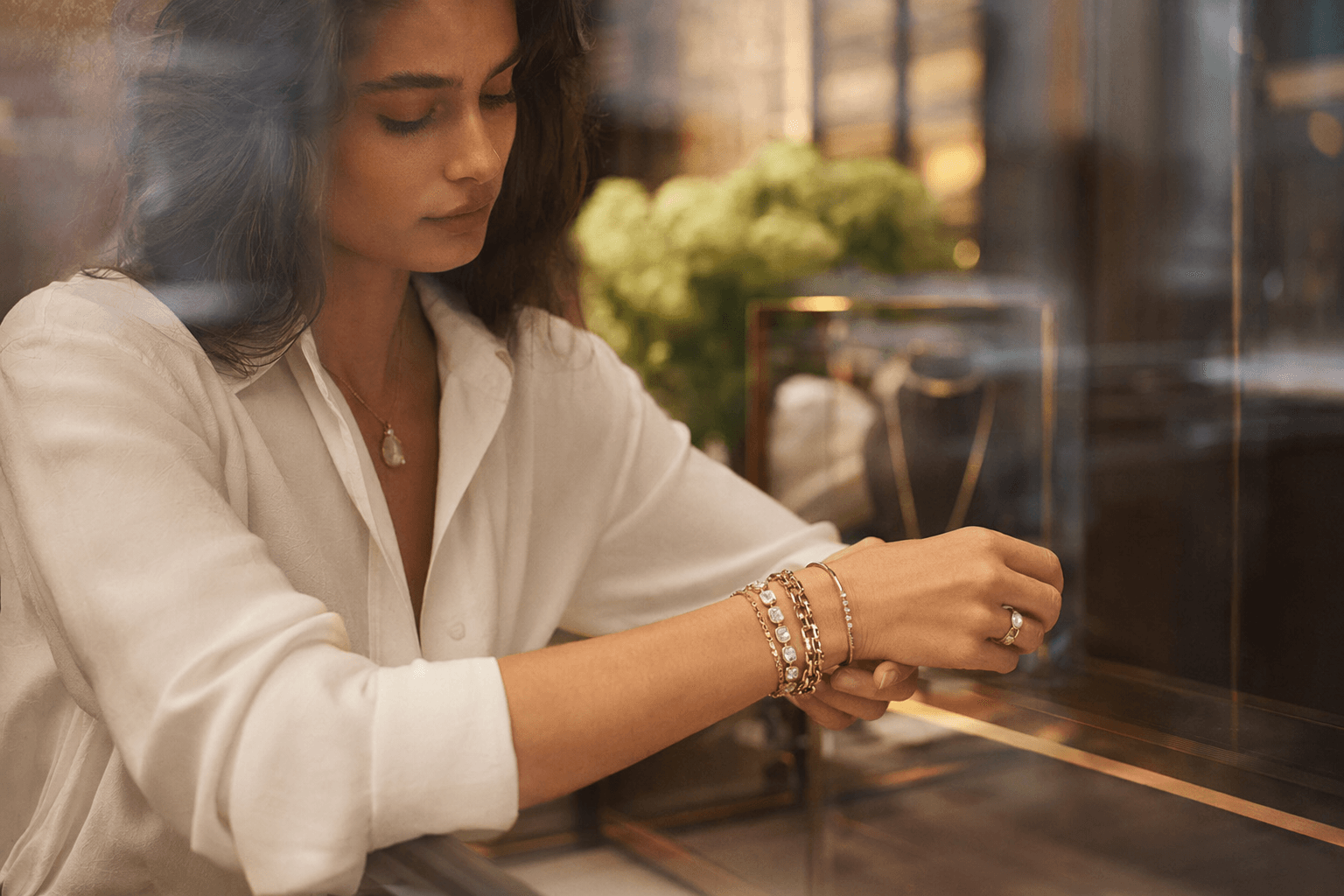 Taylor Hill Channels More-Is-More Jewelry Layering for Jared Campaign