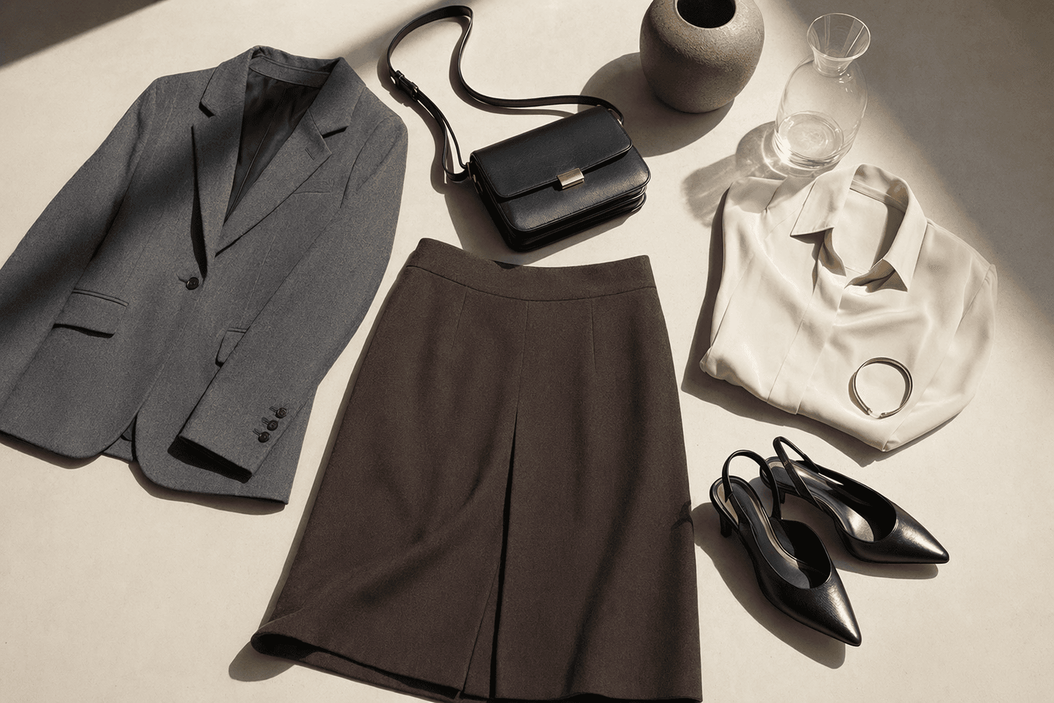 office dressing gets more expressive with midi skirts and glove pumps