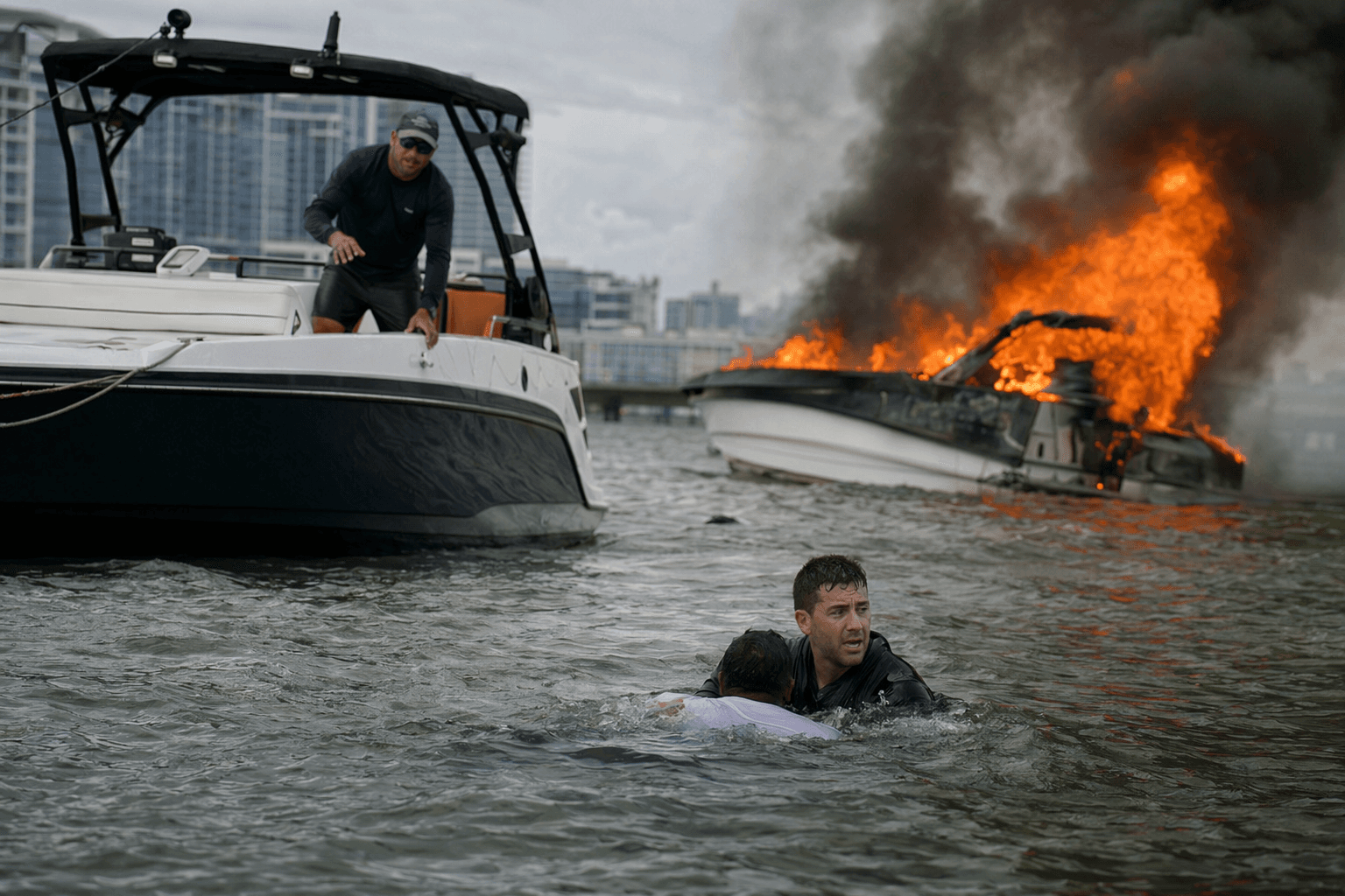 Good Samaritans rescue two from burning boat near Miami Beach