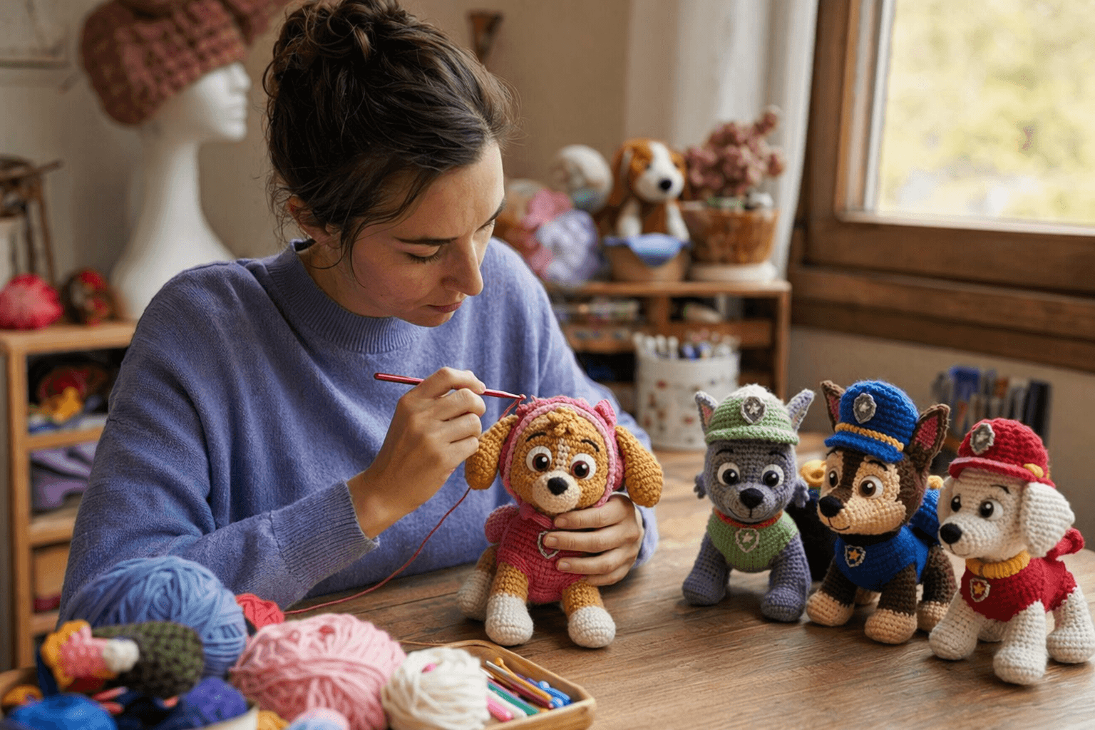 Paw Patrol crochet patterns bring character toys and cozy room decor