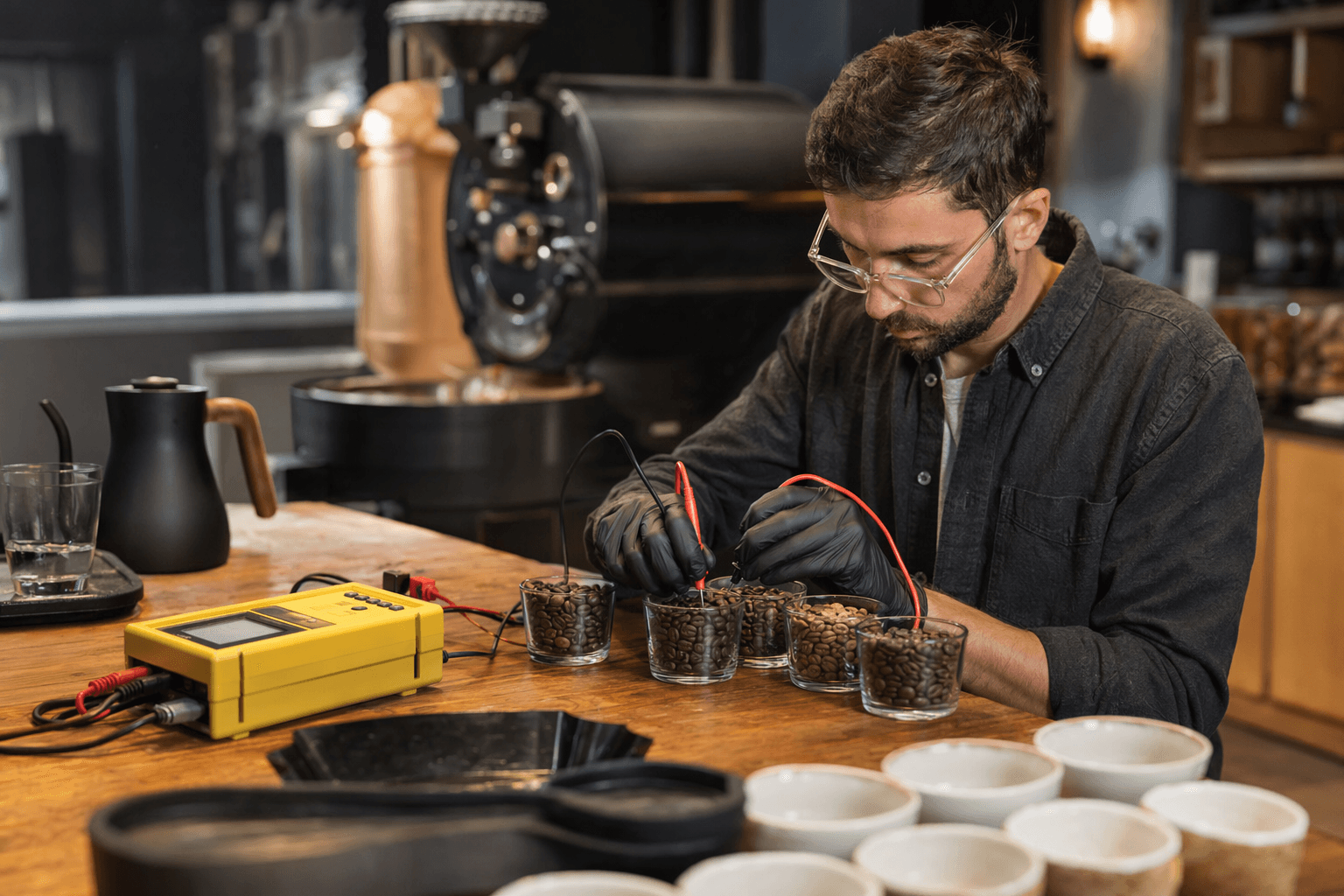 Electrical test maps coffee flavor, separating roast color from strength