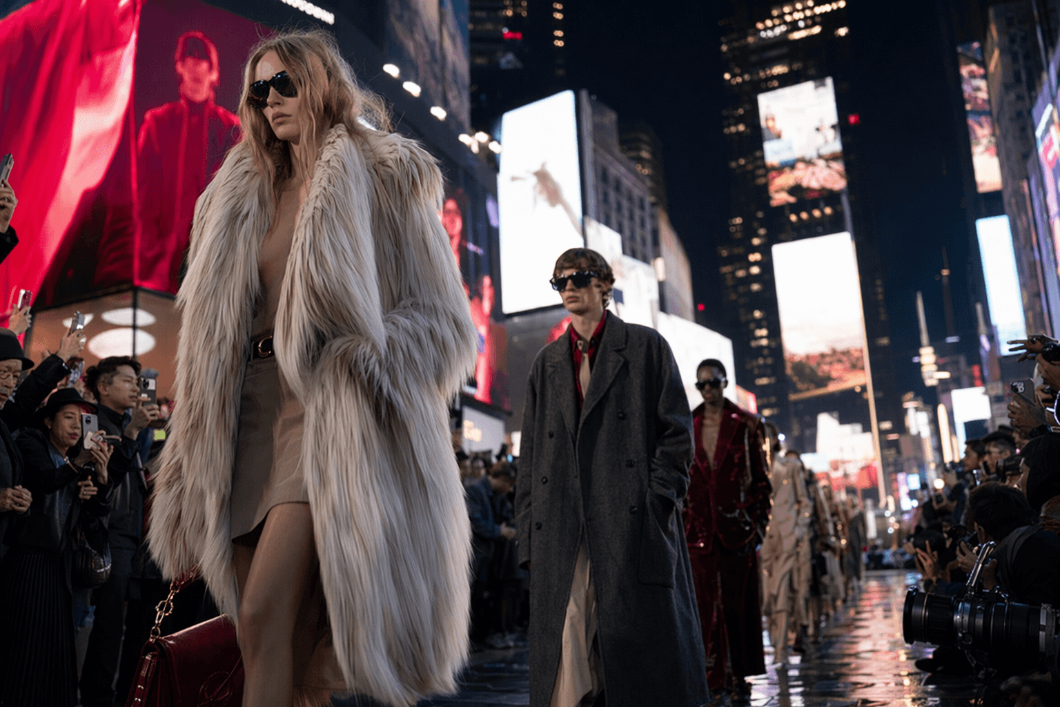Demna turns Gucci Cruise into a Times Square spectacle