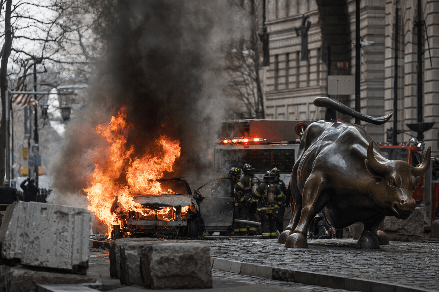 Car bursts into flames near Wall Street, no injuries reported