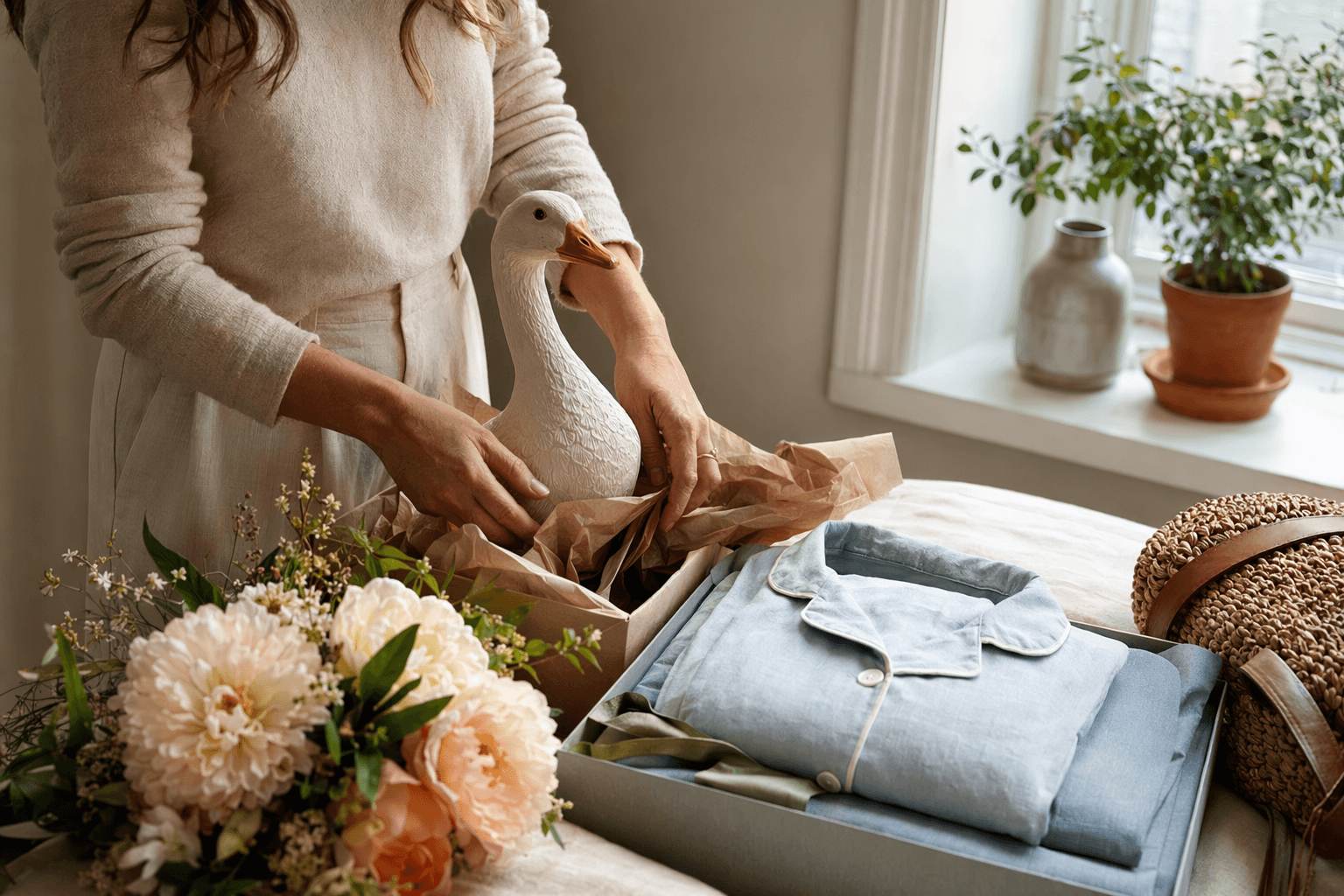 Playful Mother’s Day gifts, from a garden goose to chic linen sets