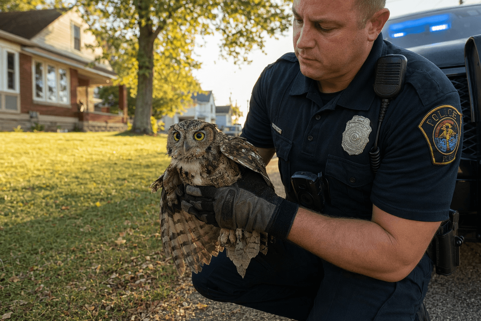 Tell City officer rescues injured owl after apparent vehicle collision