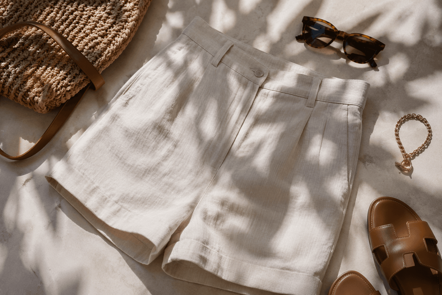 Linen shorts anchor coastal grandmother style with polished, longer cuts