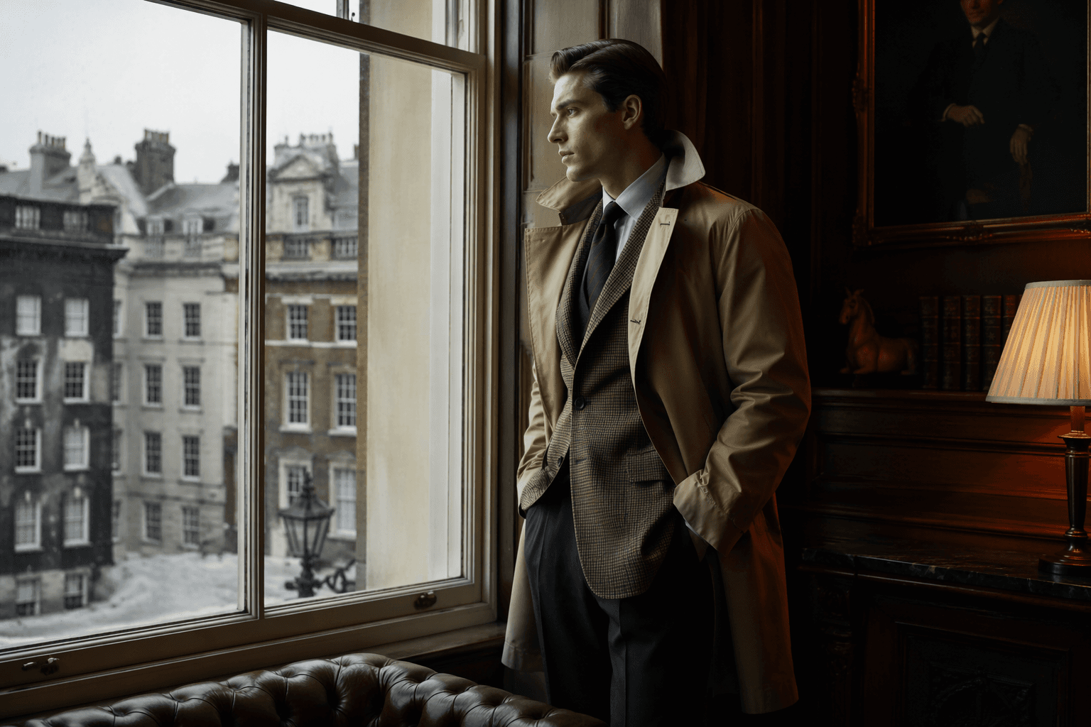 London’s old money uniform, polished layers for cool, rainy days